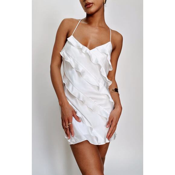 Show Me Your Mumu Romance Mini Dress in Ivory Luxe Satin XS - Picture 2 of 7